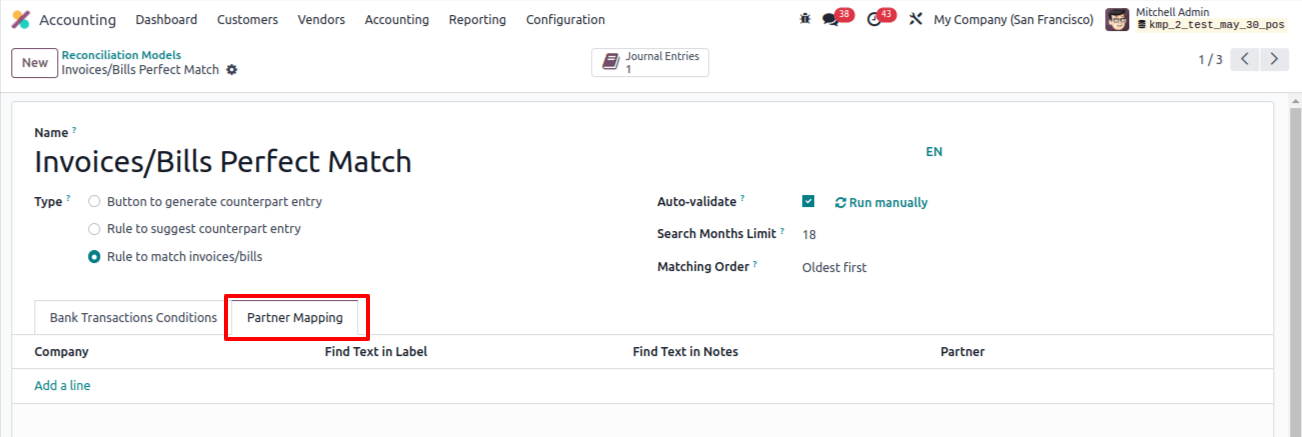  reconciliation model Partner Mapping Tab