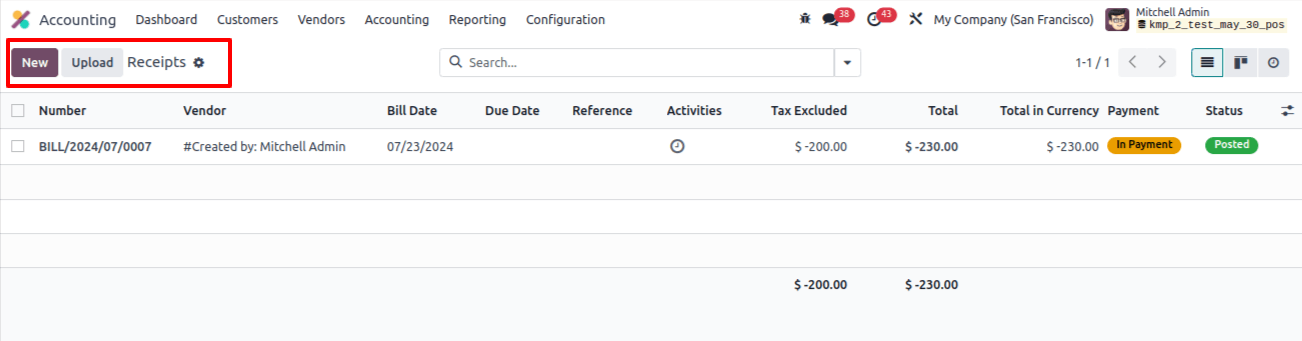 Accounting Receipts