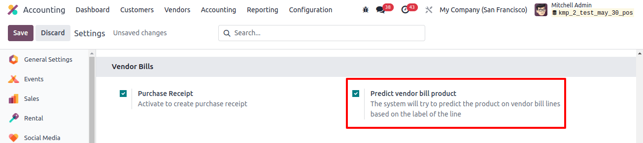 Accounting Predict Vendor Bill Product