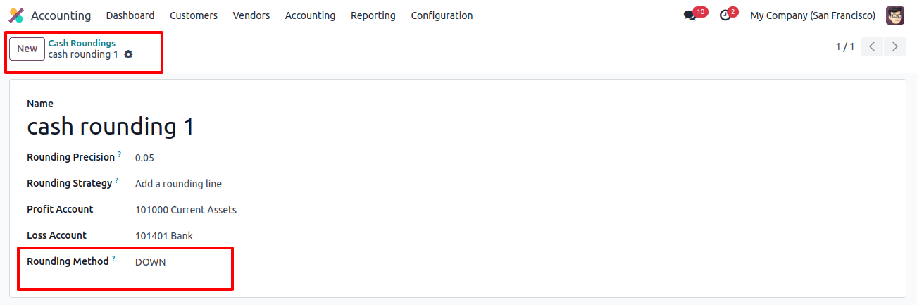 create new cash rounding for DOWN method