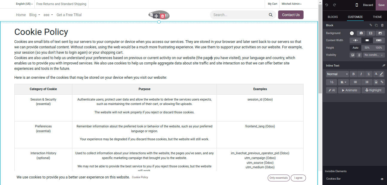  Cookie Policy page