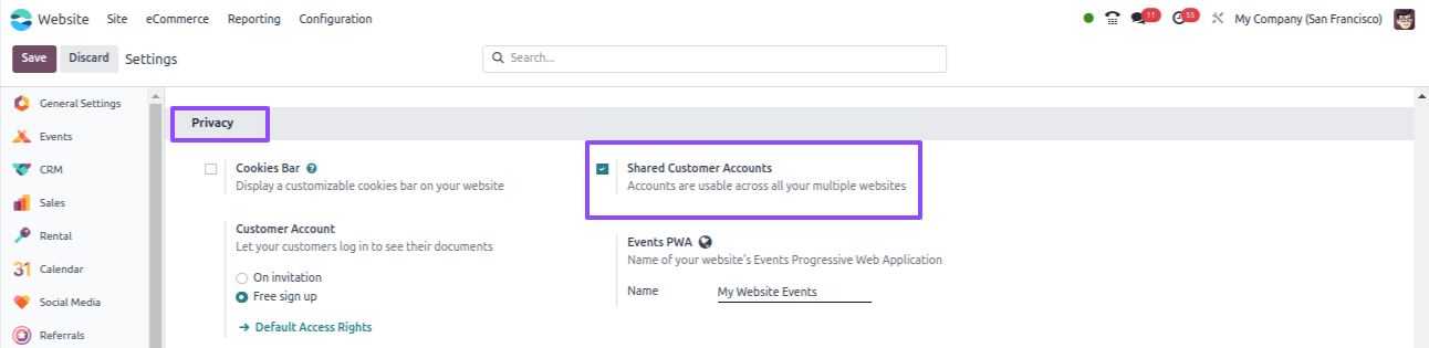 Enable Shared Customer Accounts