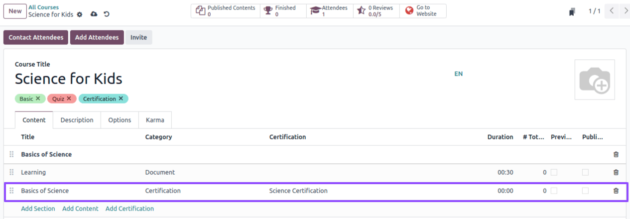 Course in Content