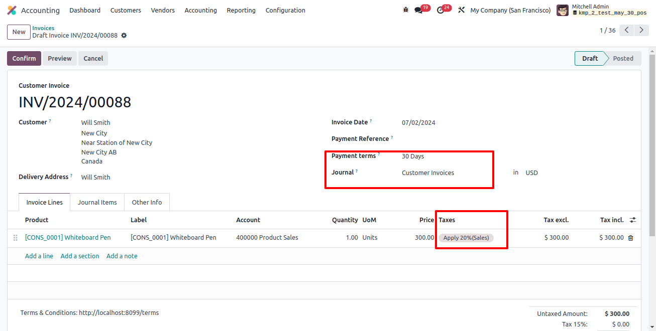 Check Payment Terms and Journal