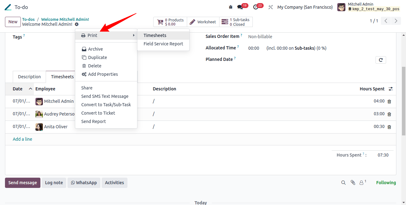 Click on Print from Setting