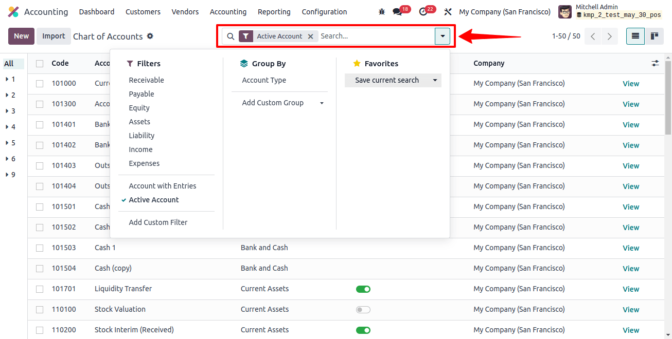 Filter Chart Of Account