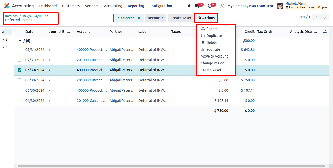 Select the Deferred Entries