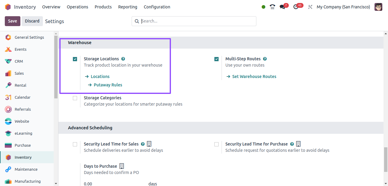 Configure Warehouse