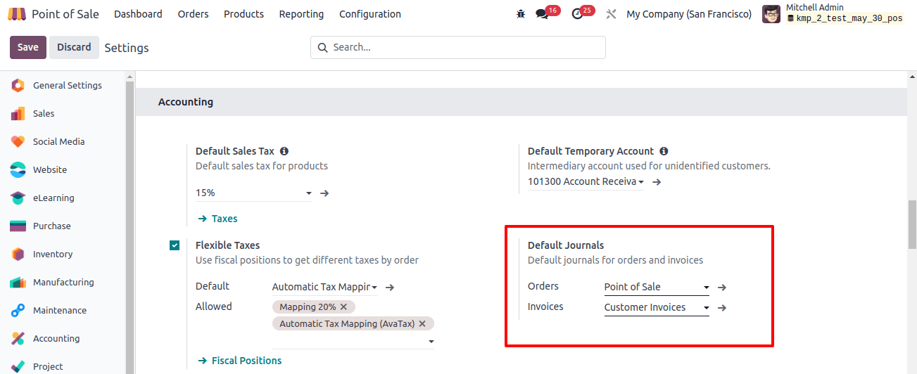 Configure the Default Journals