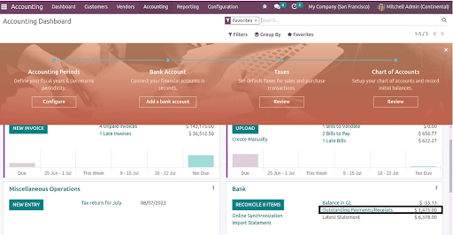 Check Bank in Accounting Dashboard