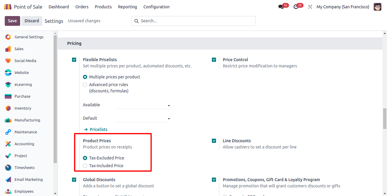 Product Prices Configuration in Odoo