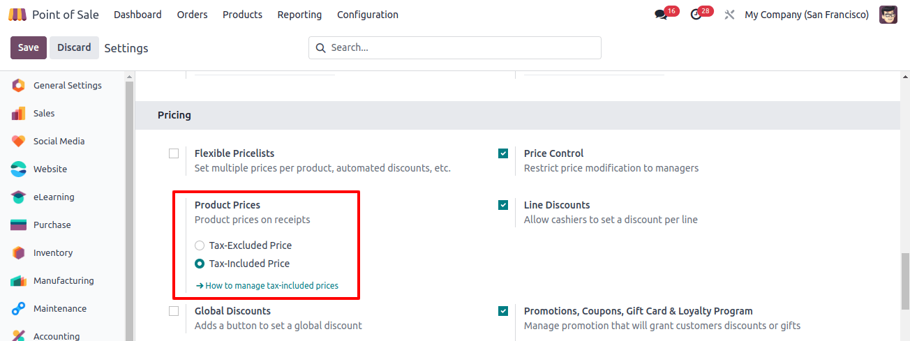 Tax Included Price Configuration in Odoo