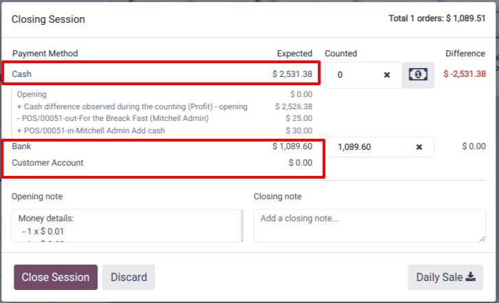 Display Payment Method with Amount in Odoo