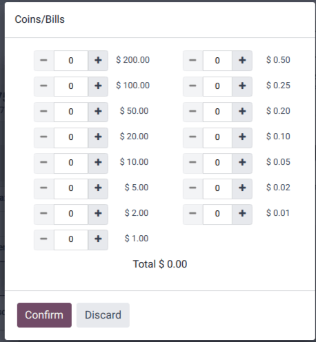 Coins/Bills in POS