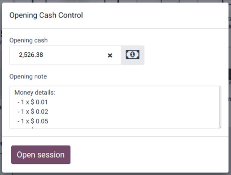 Opening Cash Control in POS