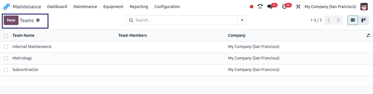 Create a New Teams in Odoo