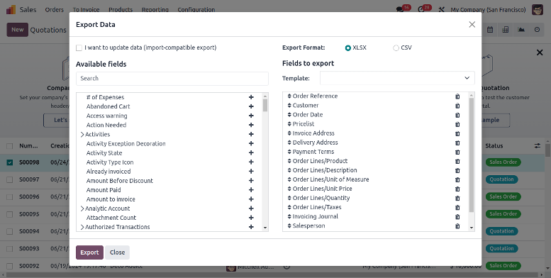 Export Data