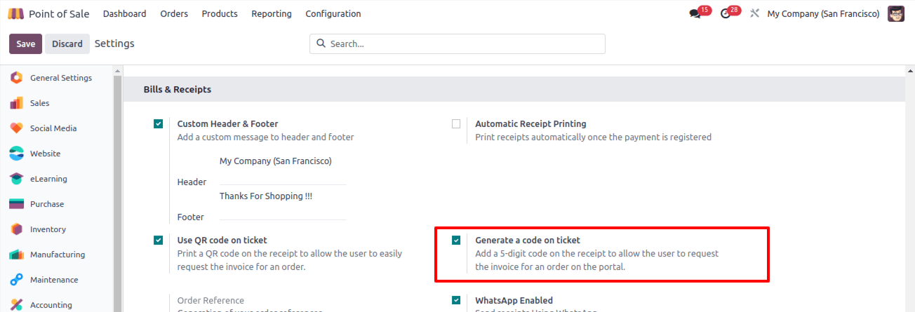 POS Generating a Ticket Code