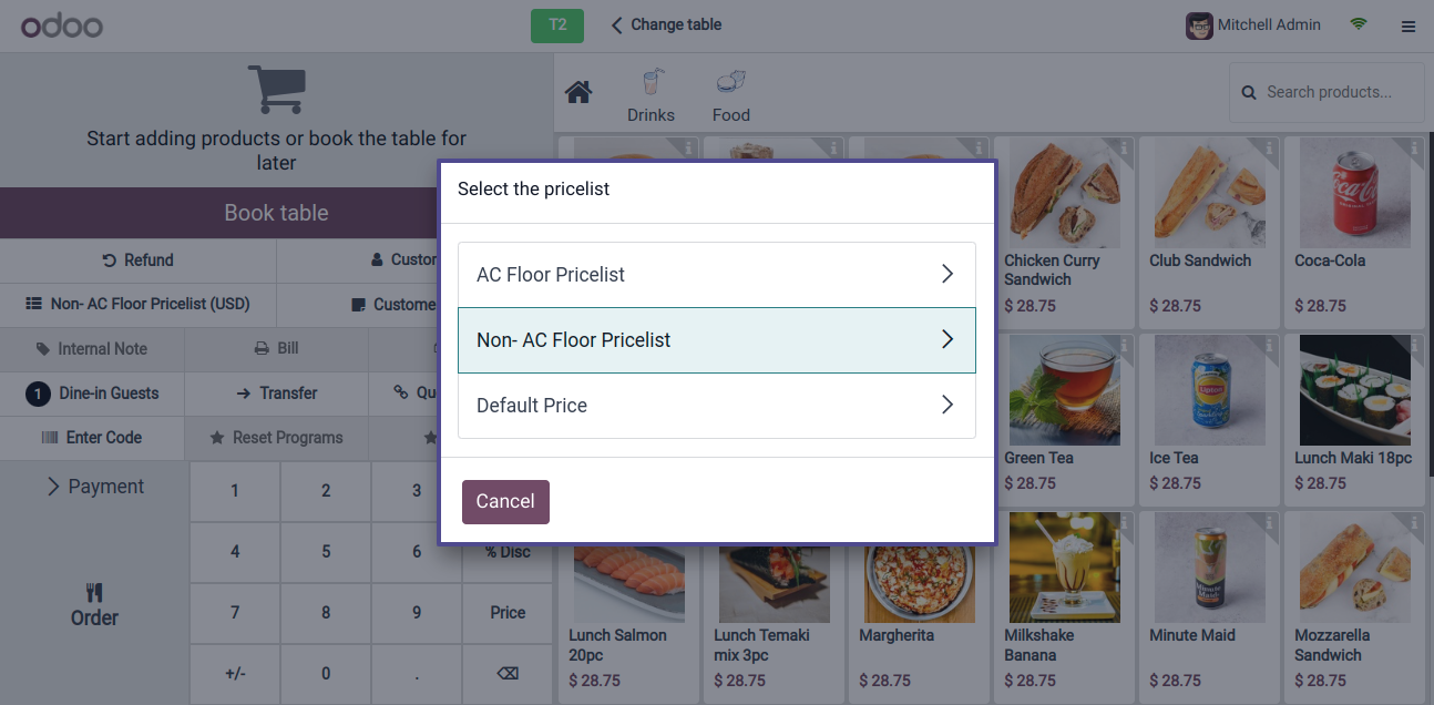 Non-A/C Floor Pricelist selsect