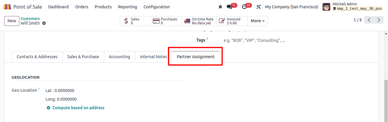 Customer Partner Assignment Tab