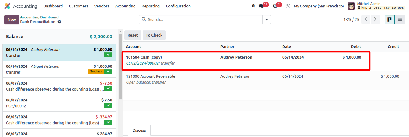 Bank reconciliation