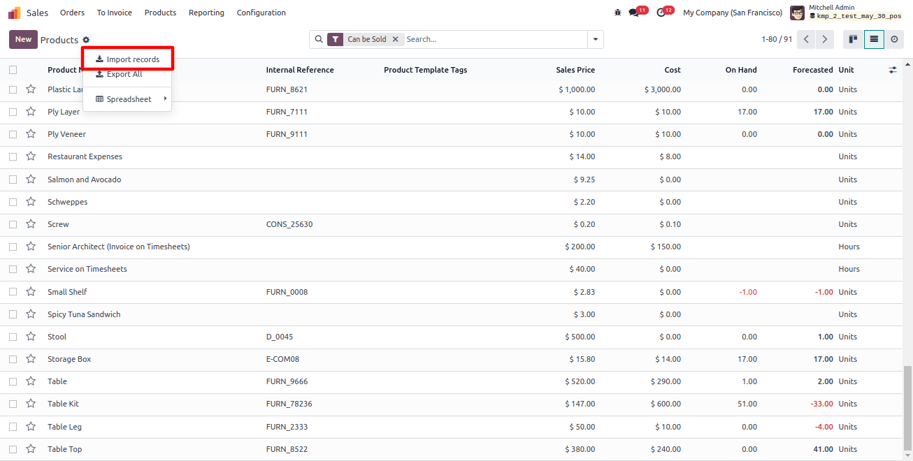 Import New record