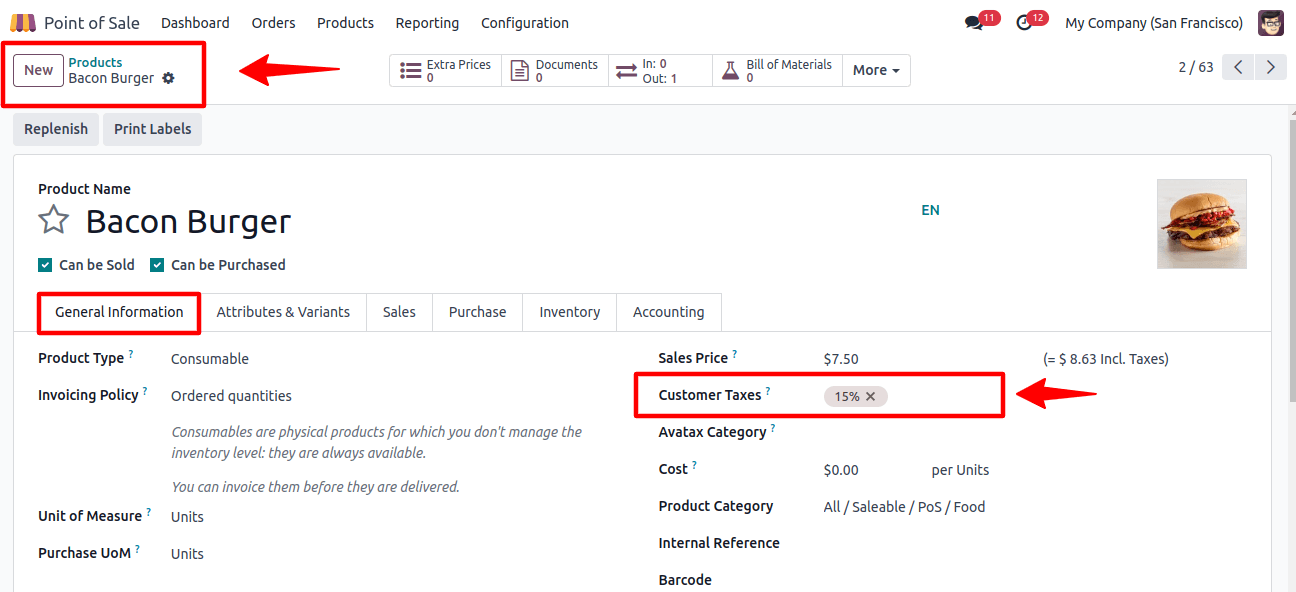 POS Product Customer Taxes