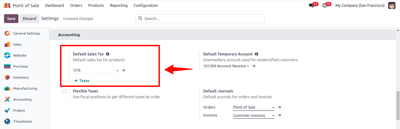 POS Default Sales Tax