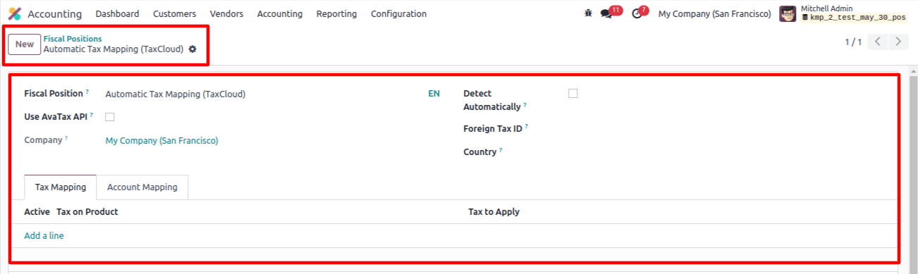 Accounting fiscal Positions