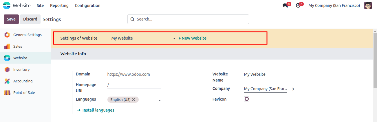 Settings Of Website