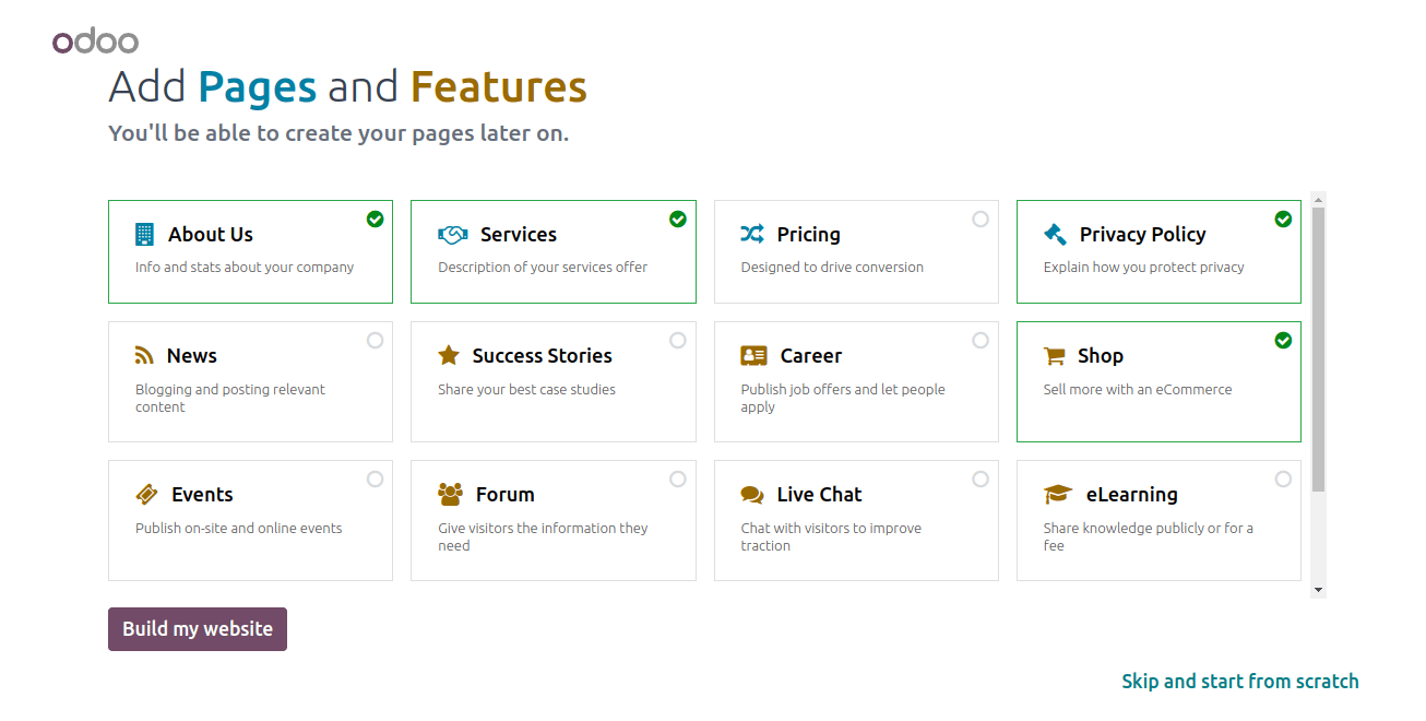 Add Page and Features