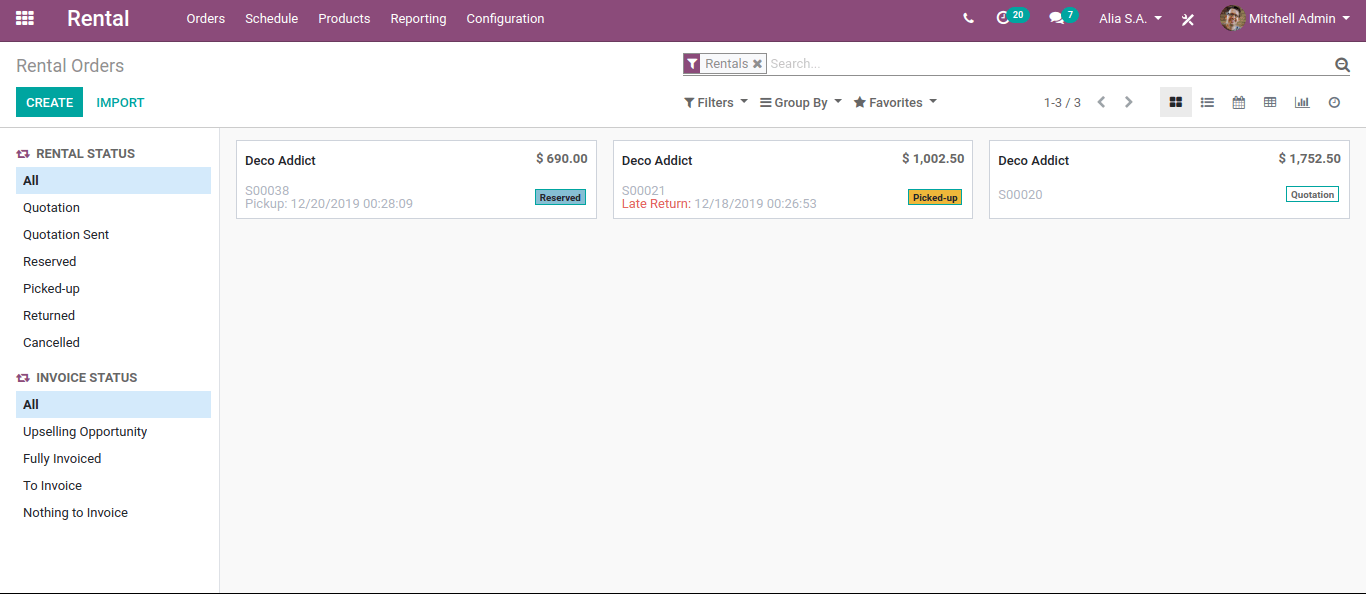 Rental Management In Odoo