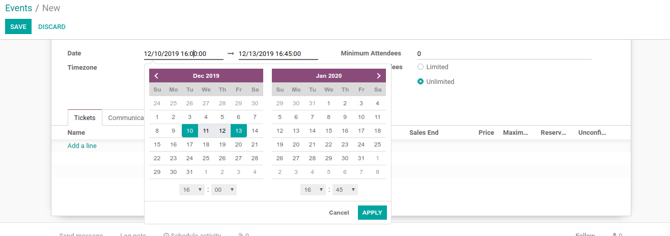 Date Range Widget