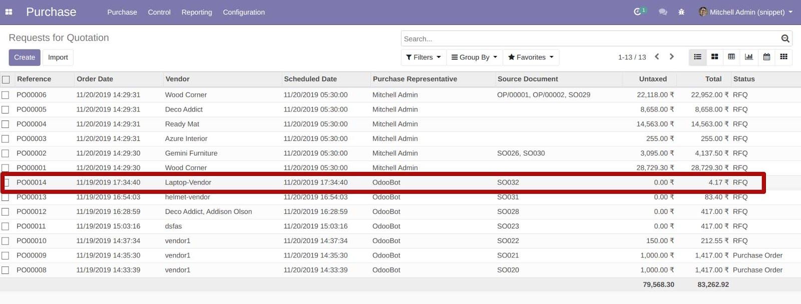 Generate Purchase Order from SO In Odoo