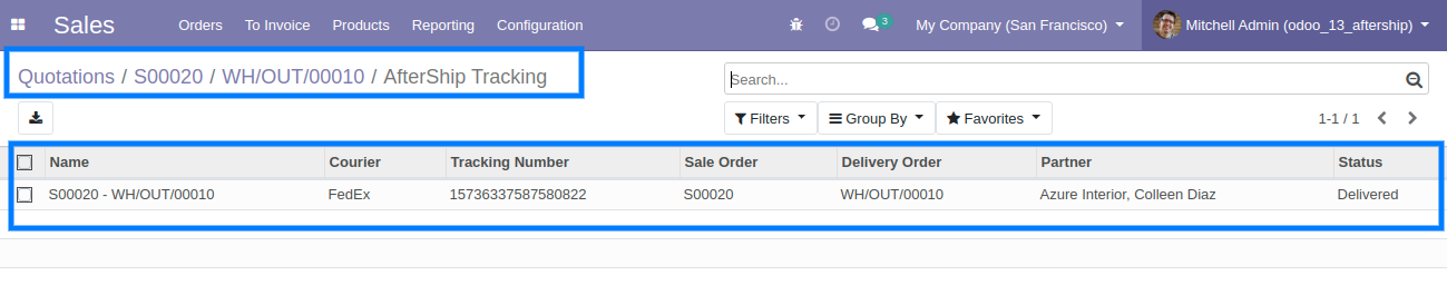 AfterShip Tracking Details in Odoo