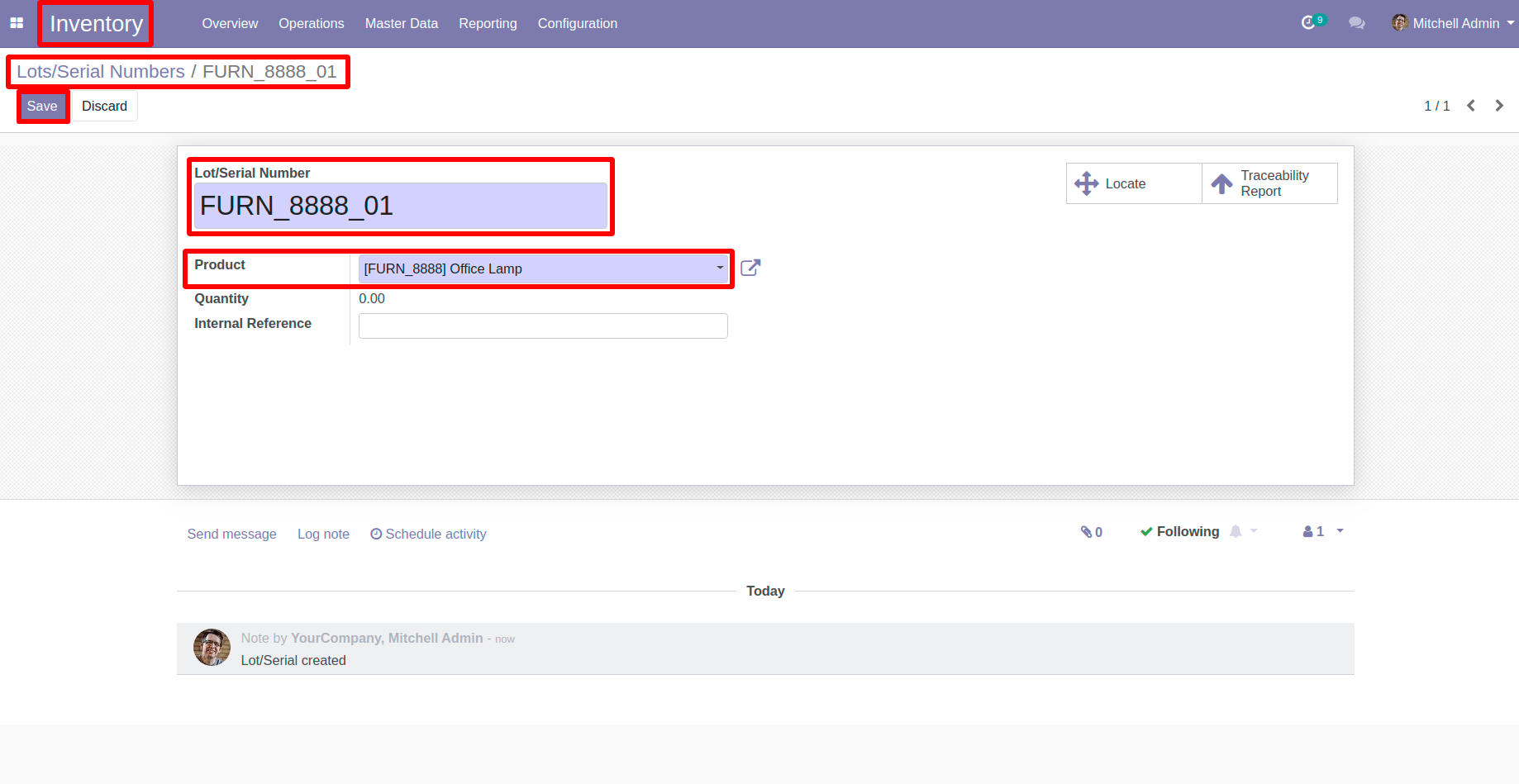 Create New Lot/Serial Record in Odoo