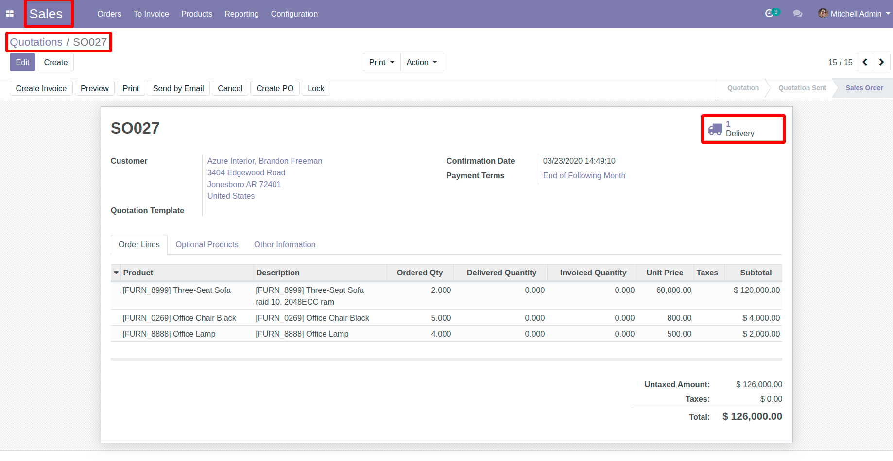 Click on Delivery Smart Button in Odoo