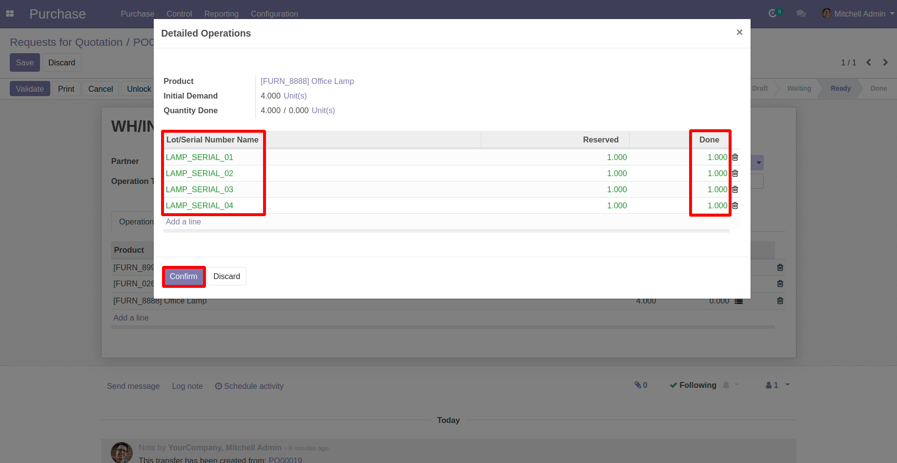 Create a Product with Done Quantity in Odoo