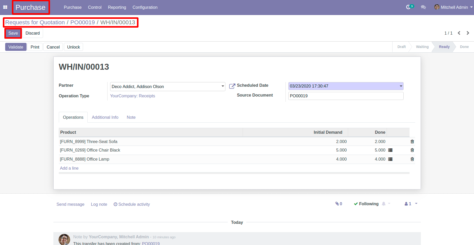 Click on Save Button and Then Click on Validate Button in Odoo