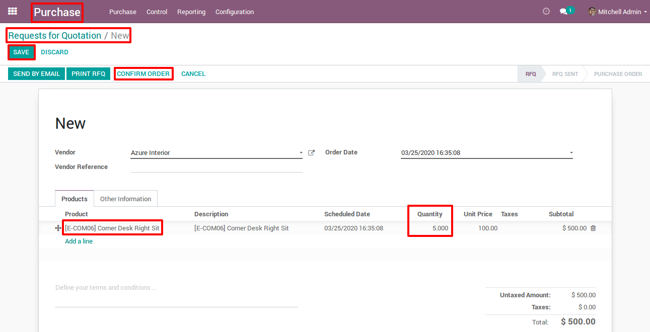 Add The Quantity and Confirm Order in Odoo