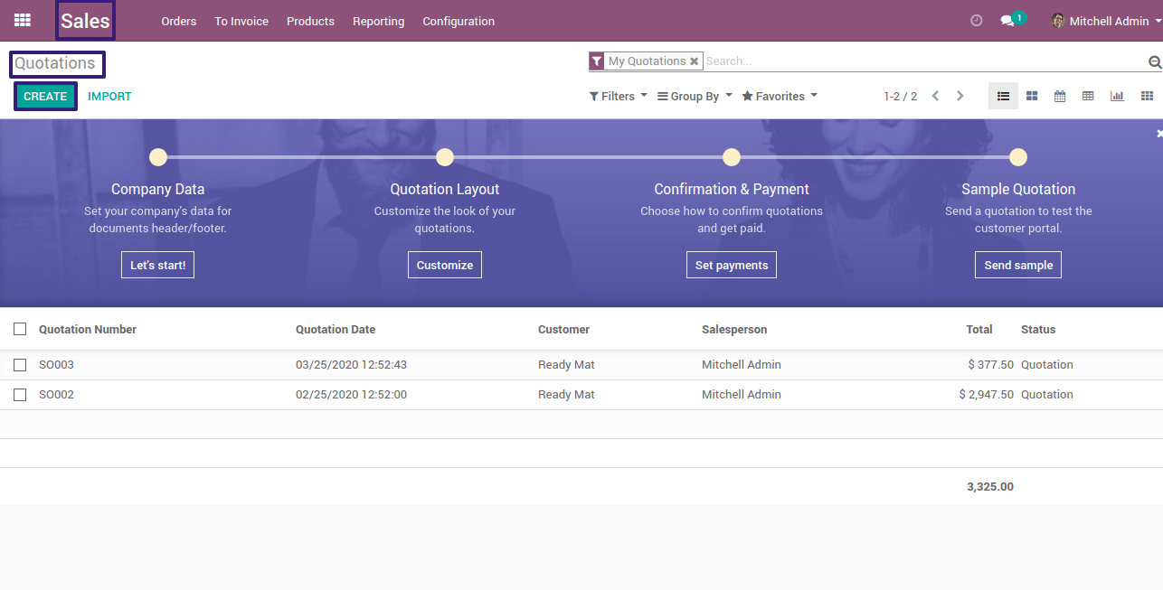 Create a Sales Quotation in Odoo