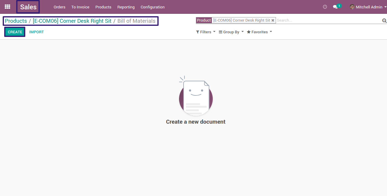 Create Bill of Material in odoo