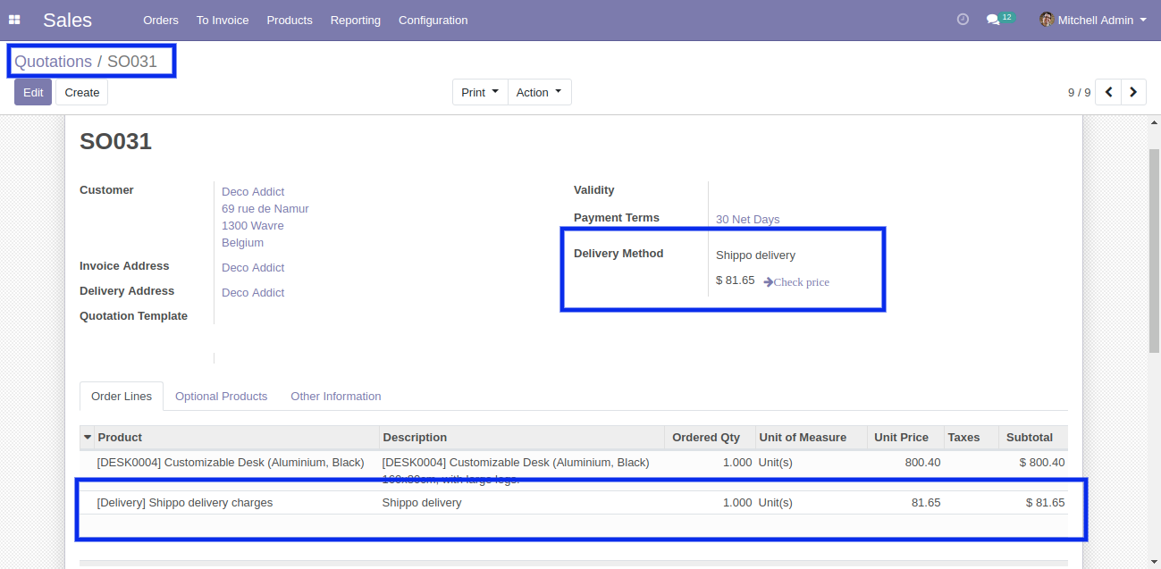 Sale Order Line in Odoo