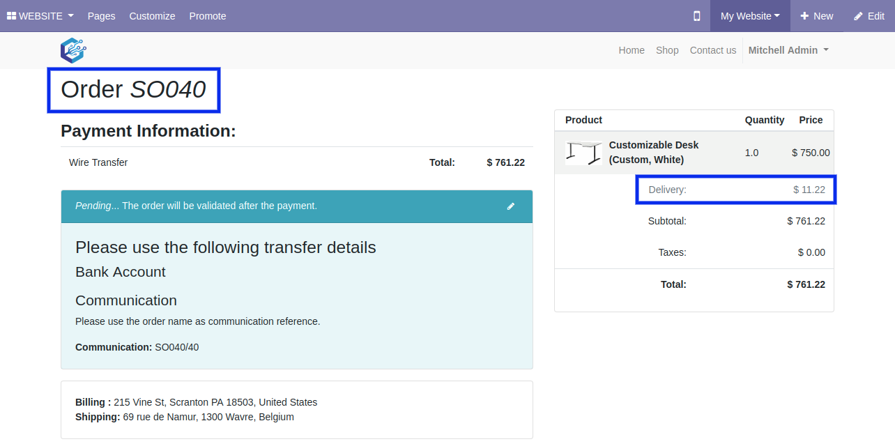 SO With GoShippo Carrier Price Line On Website in odoo