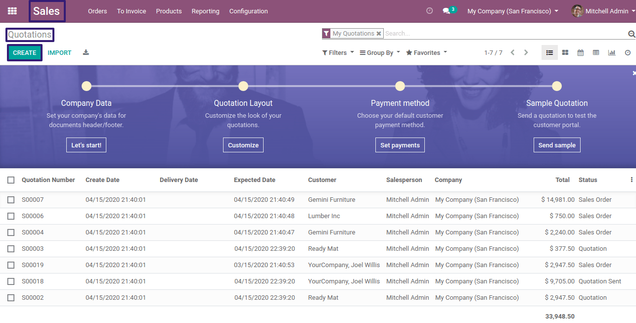 Create SO with Customer  In Odoo 13