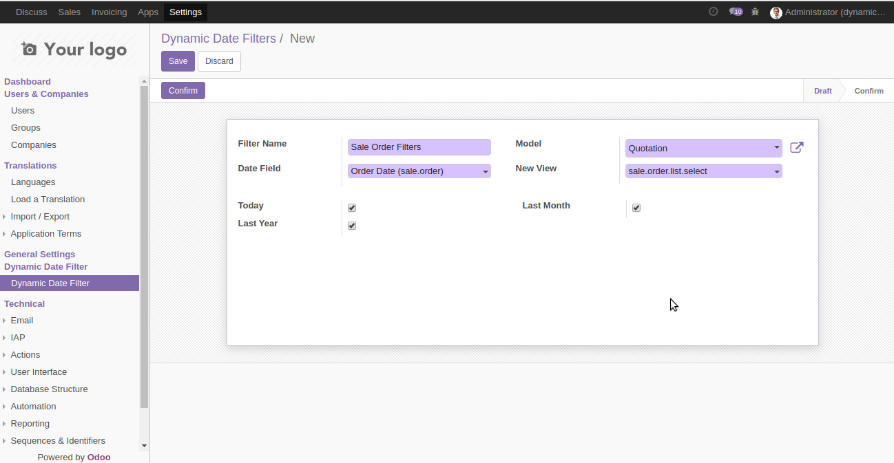 Filter Configuration In Odoo