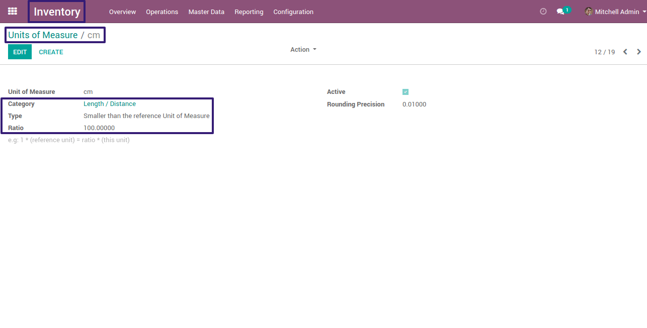 Open cm Units Of Measures Form View  In Odoo