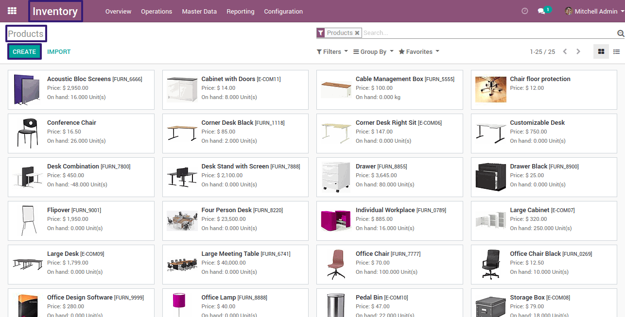 Products Create In Odoo