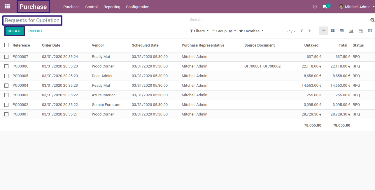 RFQ In Odoo 