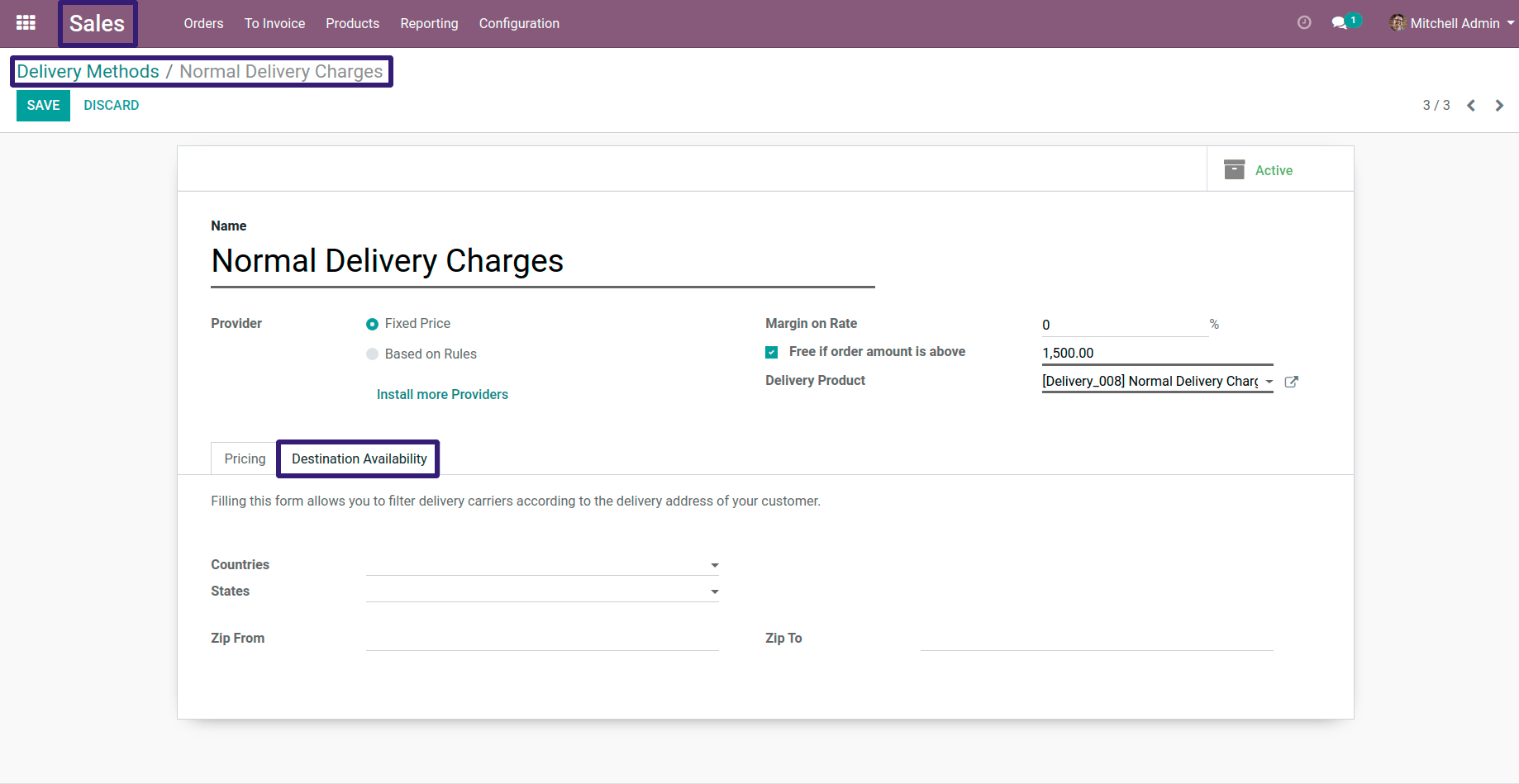 Delivery Methods In Odoo 